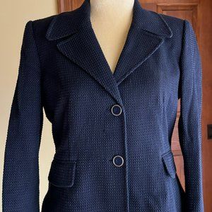 Vintage Ellen Tracy Women's Jacket Indigo Cotton Tweed Size 12 P